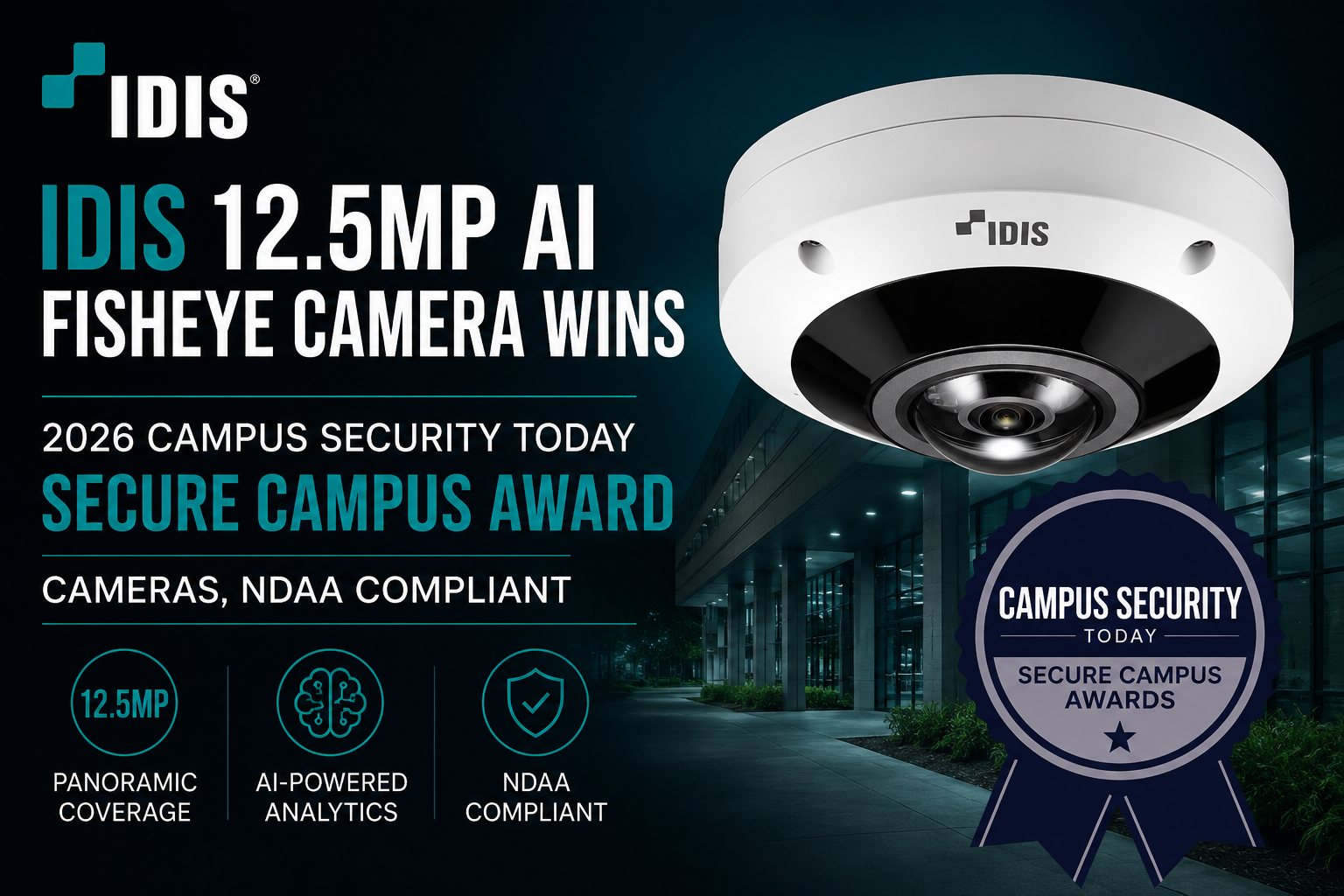IDIS AI Fisheye Camera Wins 2026 Secure Campus Award